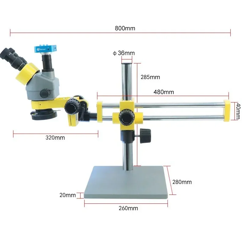 Double Dual Arm Base Stand 16.0 MP 7X-45X  Trinocular Stereo Zoom PCB Microscope Mobile Phone Repair For Repair Microscopes