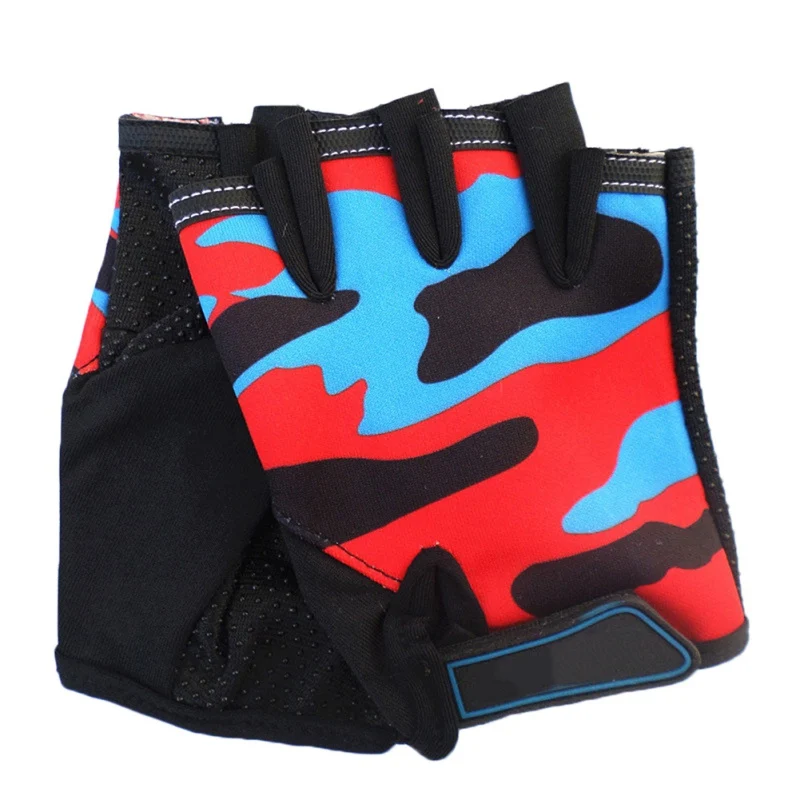 Kids Cycling Gloves Half Finger Children Anti Slip Breathable Moisture Wicking Girls Boys Outdoor Riding Sportswear