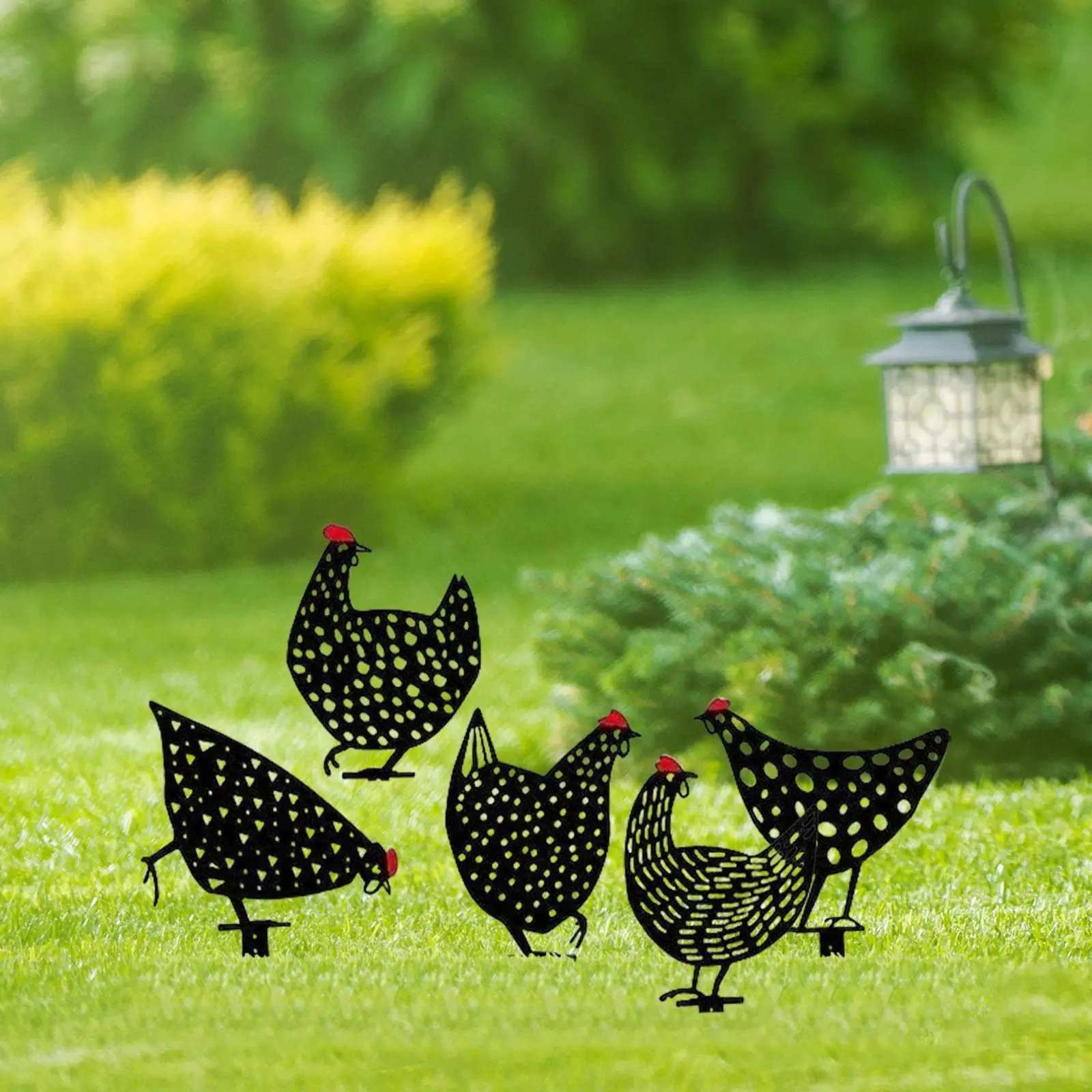 

5x Chicken Garden Stakes 2D Black Acrylic Garden Decor for Backyard Outside
