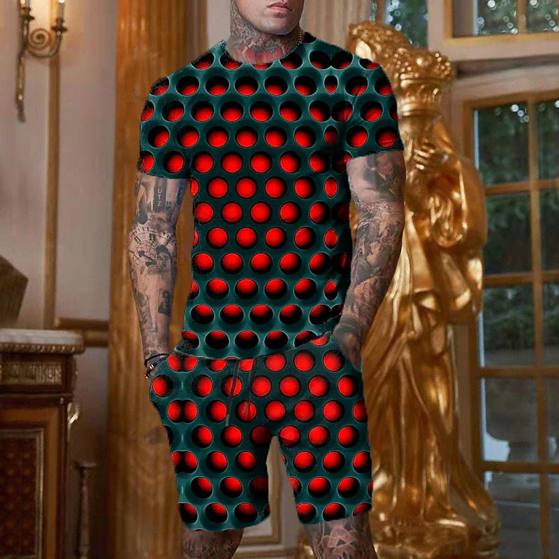 ZanGraphic-Ensemble T-shirt et Pantalon à Manches Courtes pour Homme, Survêtement Décontracté avec Note de Musique Imprimée en 3D