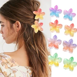 2PCS New Gradient Flower Acrylic Hair Claws Clip for Women Girls Sweet Hairpins Summer Beach Hawaiian Headwear Hair Accessories
