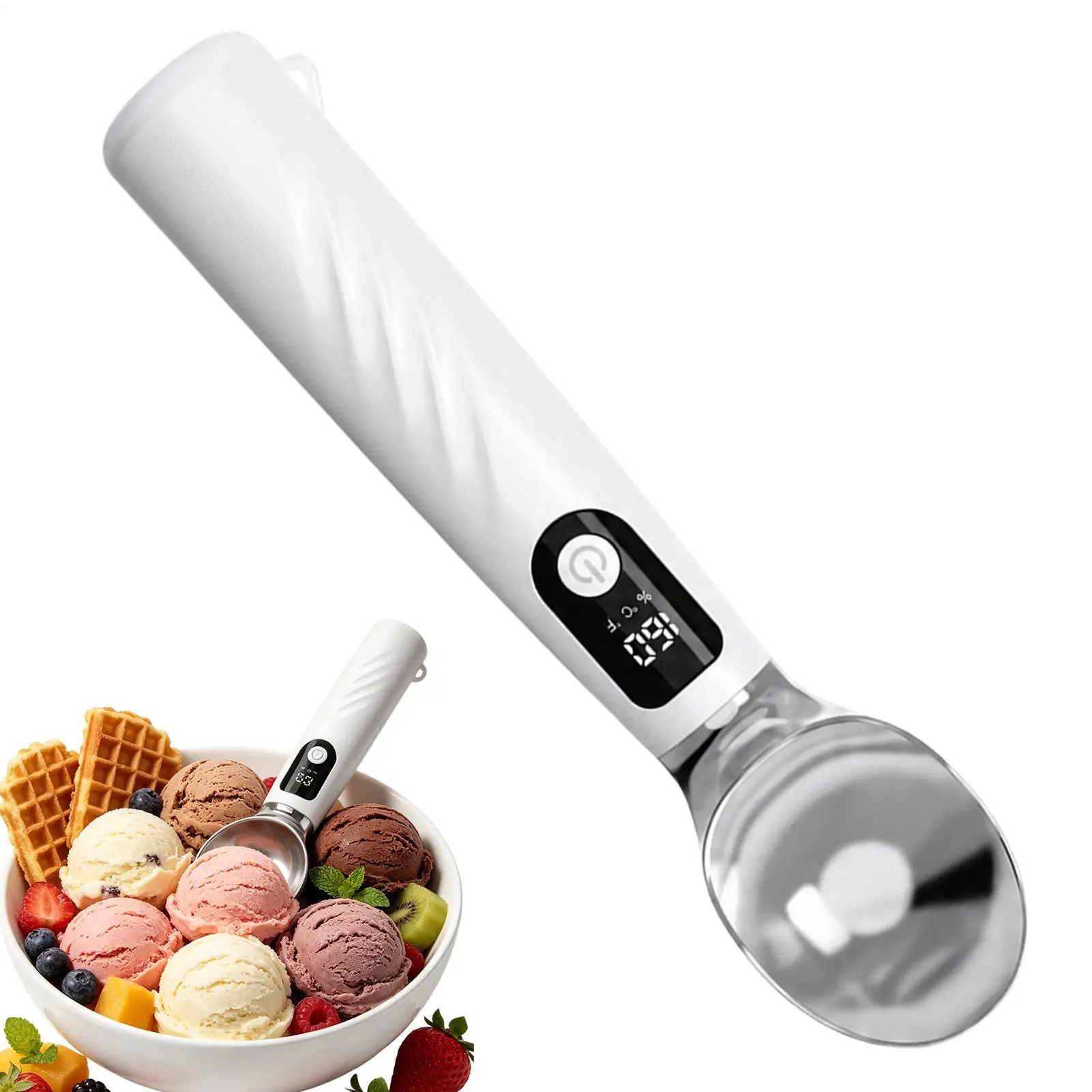 Heated Ice Cream Scoop With Removable Battery Rechargeable Scooper Electric Heated Ice Cream Scoop With LED Display For Yogurt