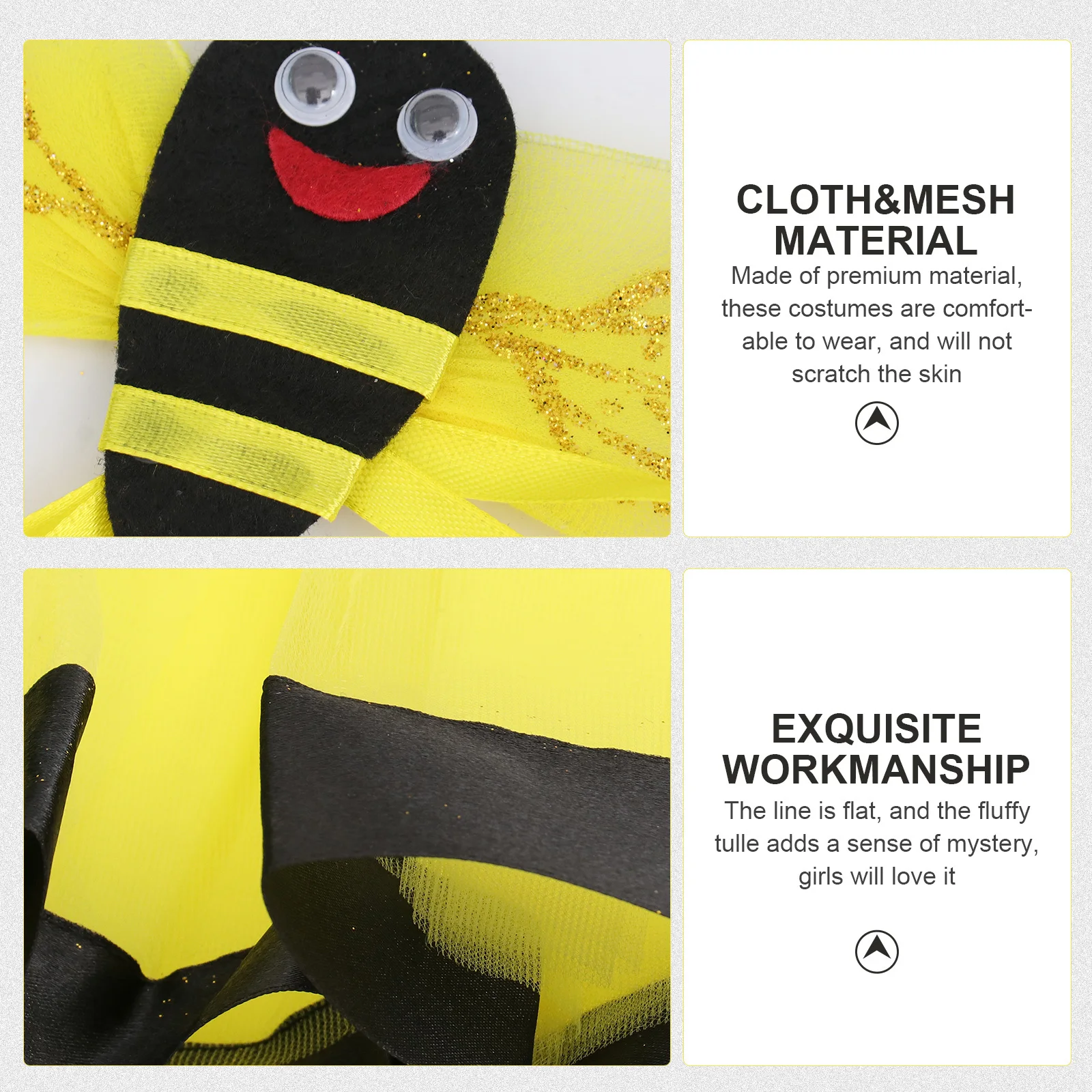 1Set Adorable Performance Costume Kids Mesh Skirt Party Cosplay Decor Yellow Premium Material Fashionable Color Matching