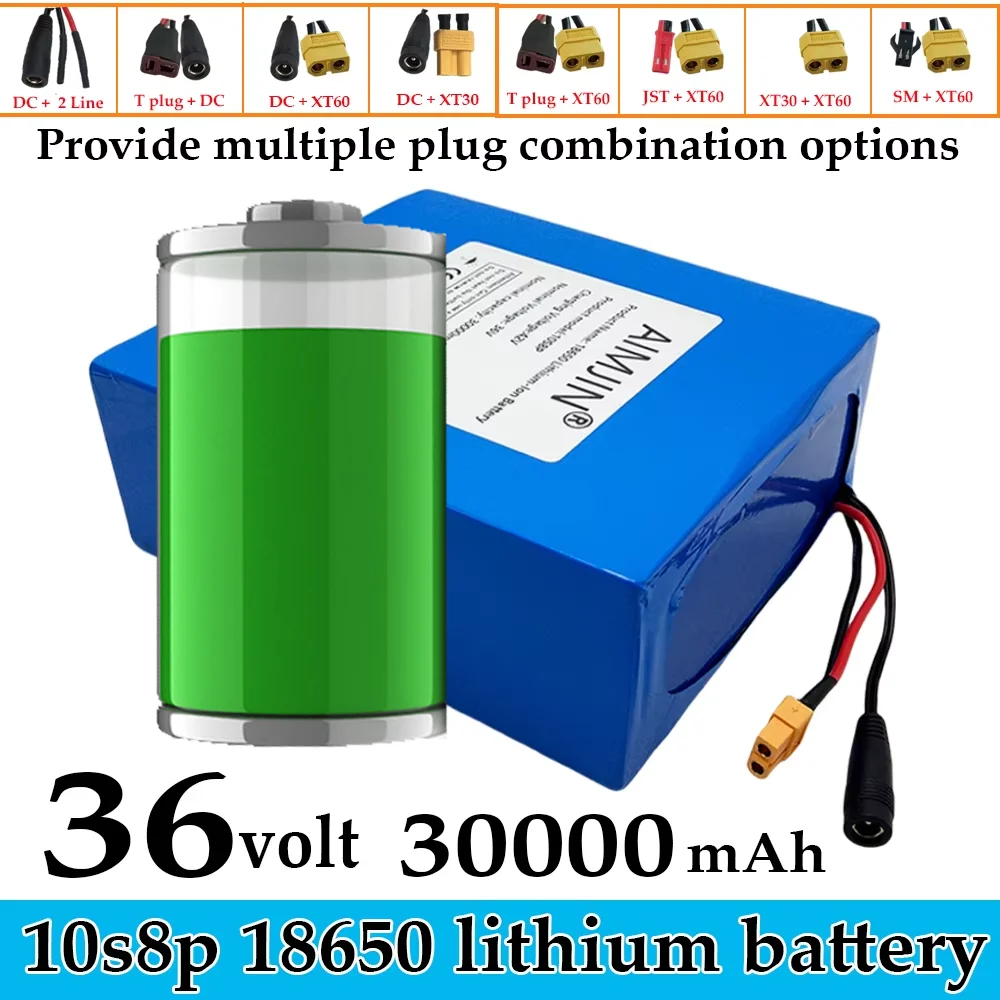 

36V 30Ah lithium-ion battery pack 18650 10S8P, suitable for 500W-1000W electric scooters electric vehicles, bicycles with BMS