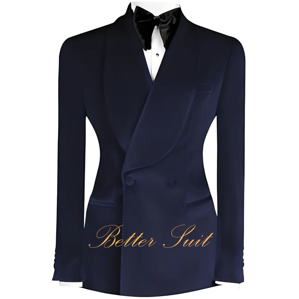 سترة مخملية للرجال بياقة شال سترة مزدوجة الصدر للرجال بزرين سترات بدلة سهرة لحفلات الزفاف والحفلات الراقصة