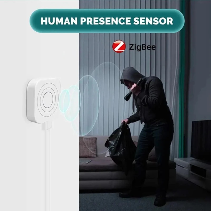 Zigbee Detector de Presença Humana, Sensor do Corpo Humano, Millimeter Wave Detector, Sensor de Movimento, Funciona com Tuya Alexa, Durável, 24G