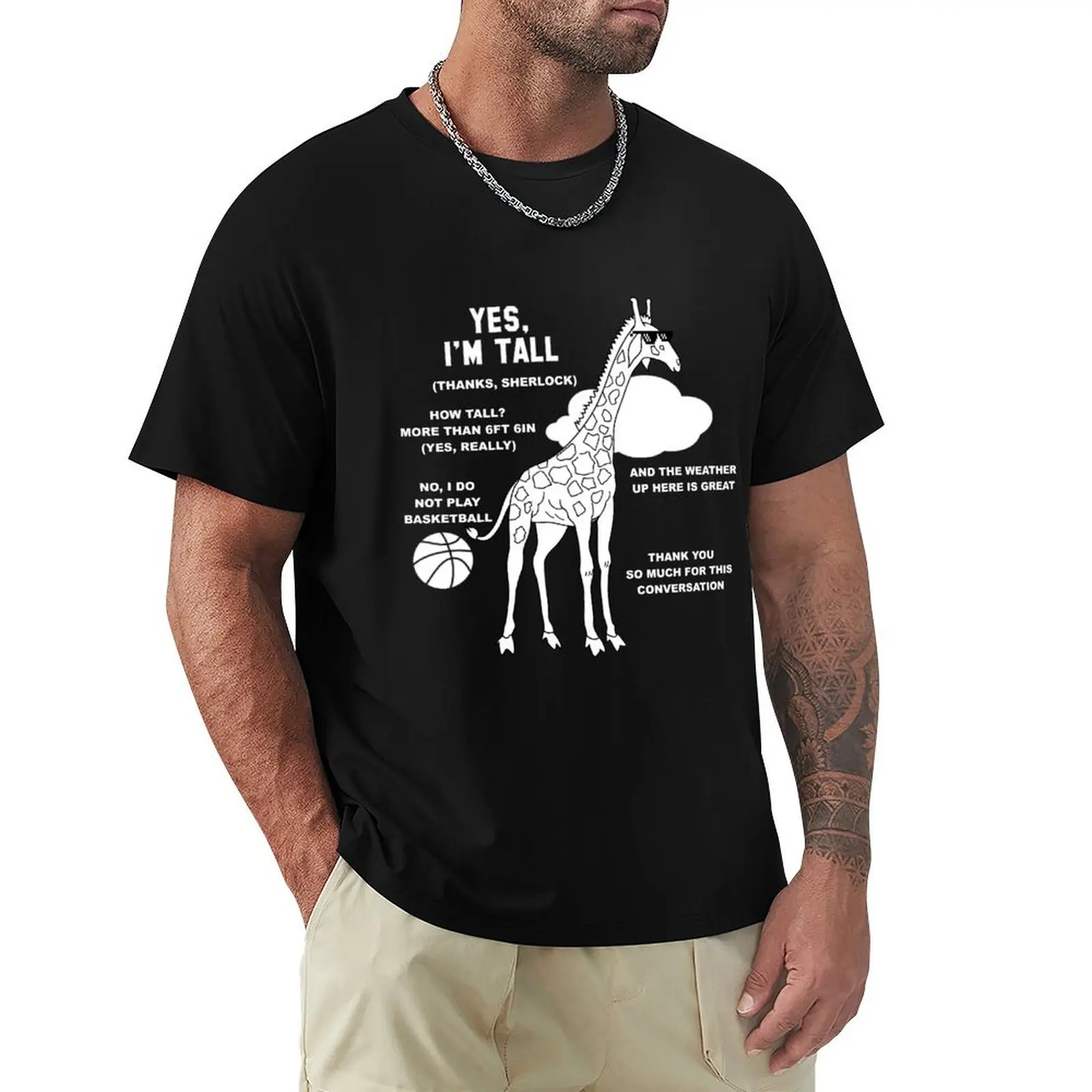 Tall People's Funny Small Talk T-Shirt Work Wear Short Sleeve T-Shirt