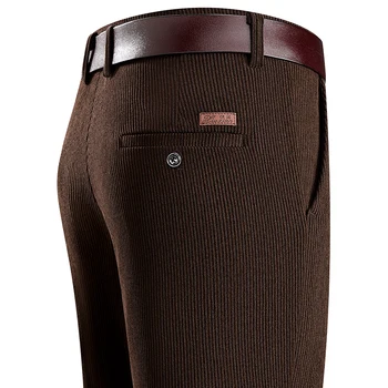 Mens Business Casual Pants Corduroy Suit Pants Autunn Formal Dress Pants Brown Navy Khaki 29-42 2