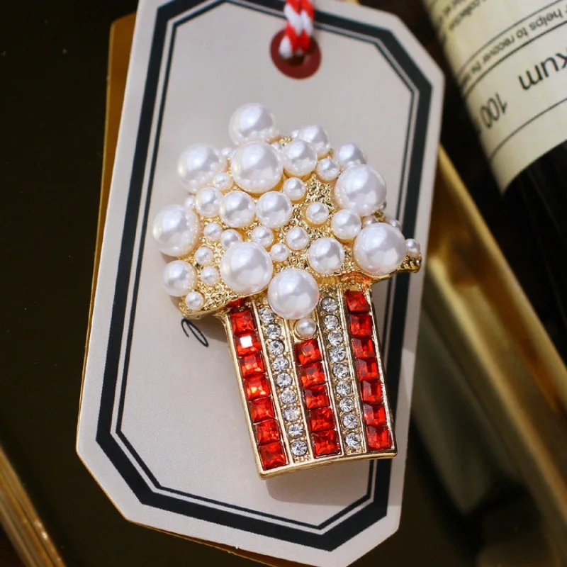 Moda Barokowa Perła Popcorn Broszki Dla Kobiet Unisex Wykwintne Rhinestone Casual Party Biuro Broszka Szpilki Biżuteria Prezenty