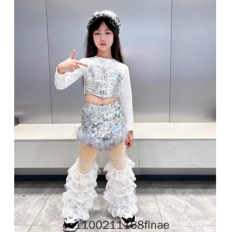 Hip Hop Shiny Leather Street Dance Pants, Fashionable Girls' Jazz Dance Costumes, Model Runway Show Performance