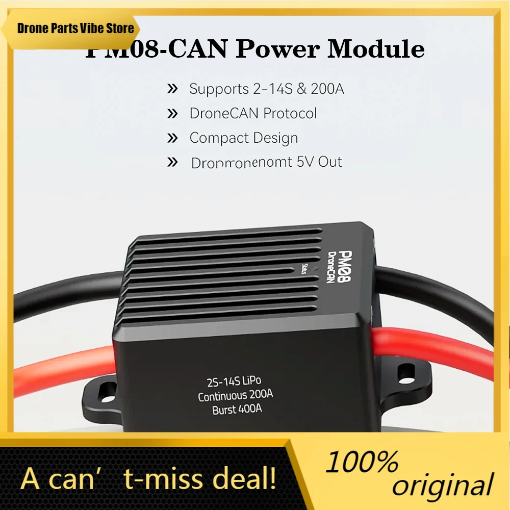 

FyHolybro DroneCAN PM08-CAN Power Module 2-14S 200A Dual Step Down UBEC Output With 2x Independent 5V Out For RC FPV Drone