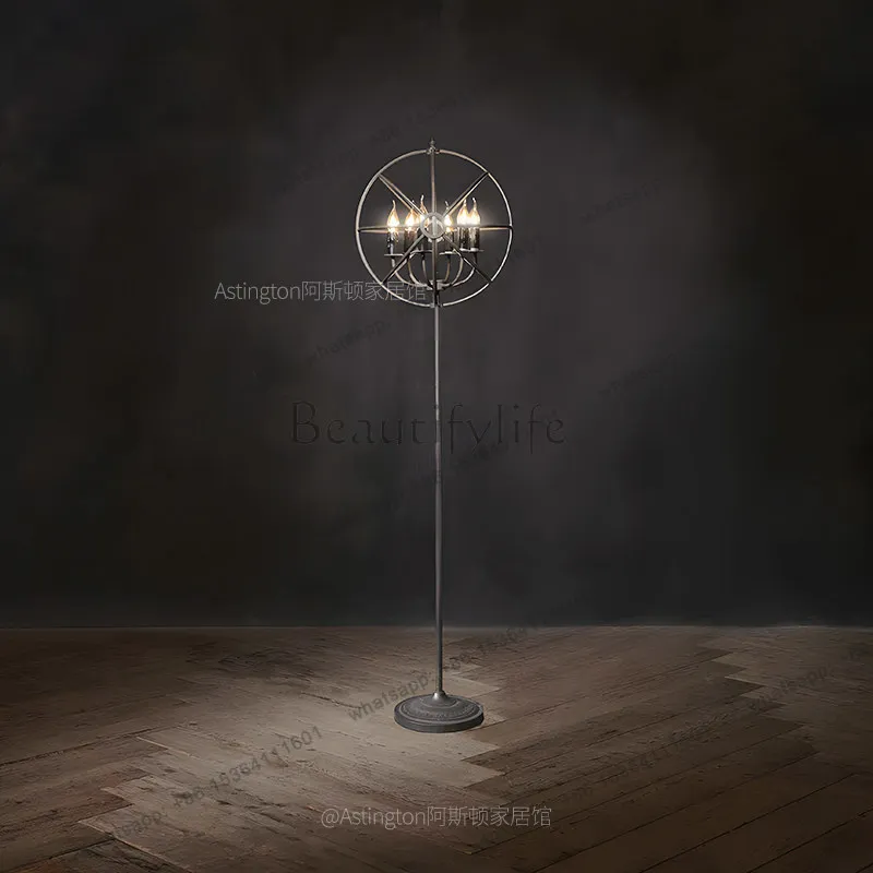 yj American rural retro decoration luminous living room sofa edge creative gyroscope-shaped floor ornament