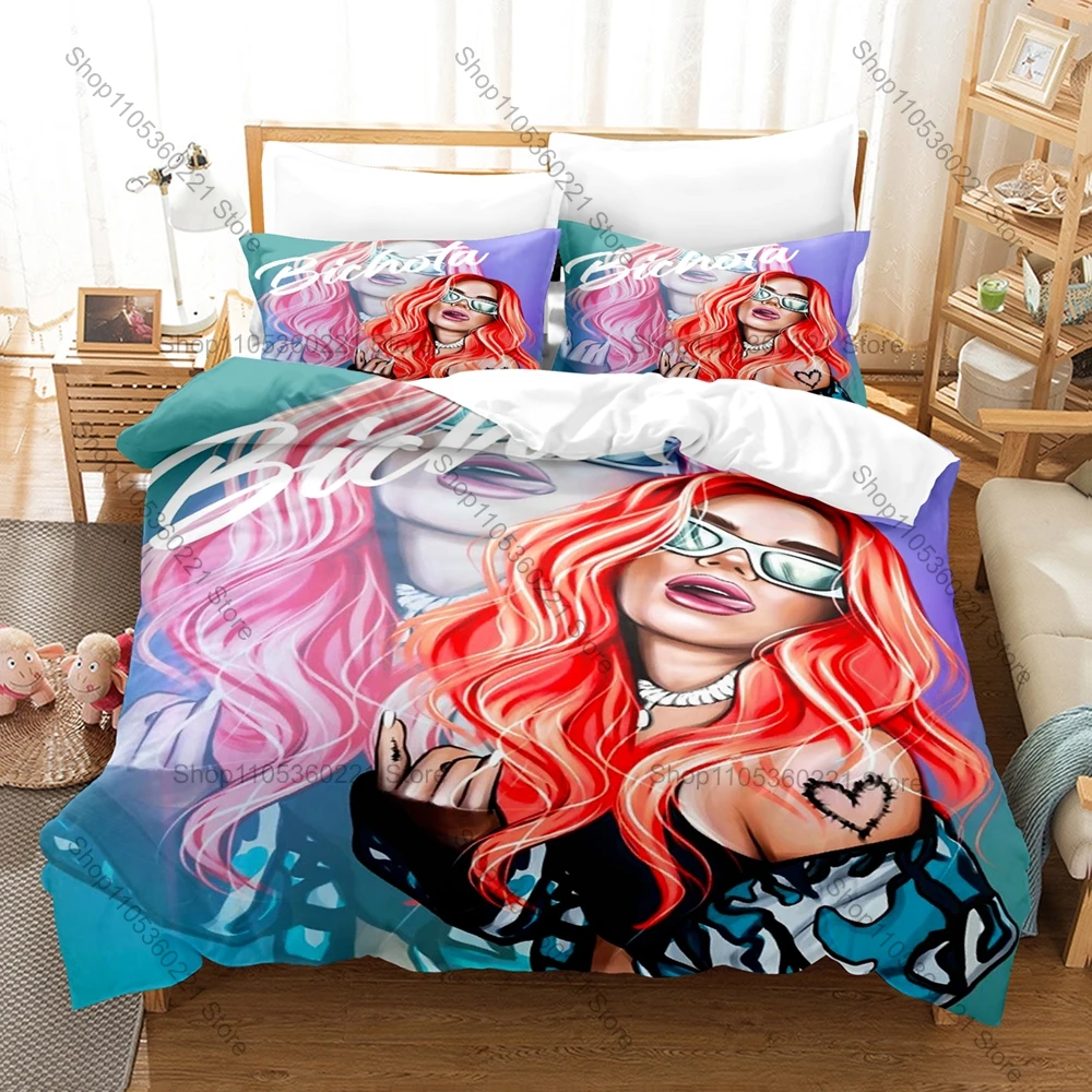 Karol G Bichota Season Bedding Set 3Pcs Duvet Cover Pillowcase Fans Gift Bedroom Decor For Fans All Sizes Available