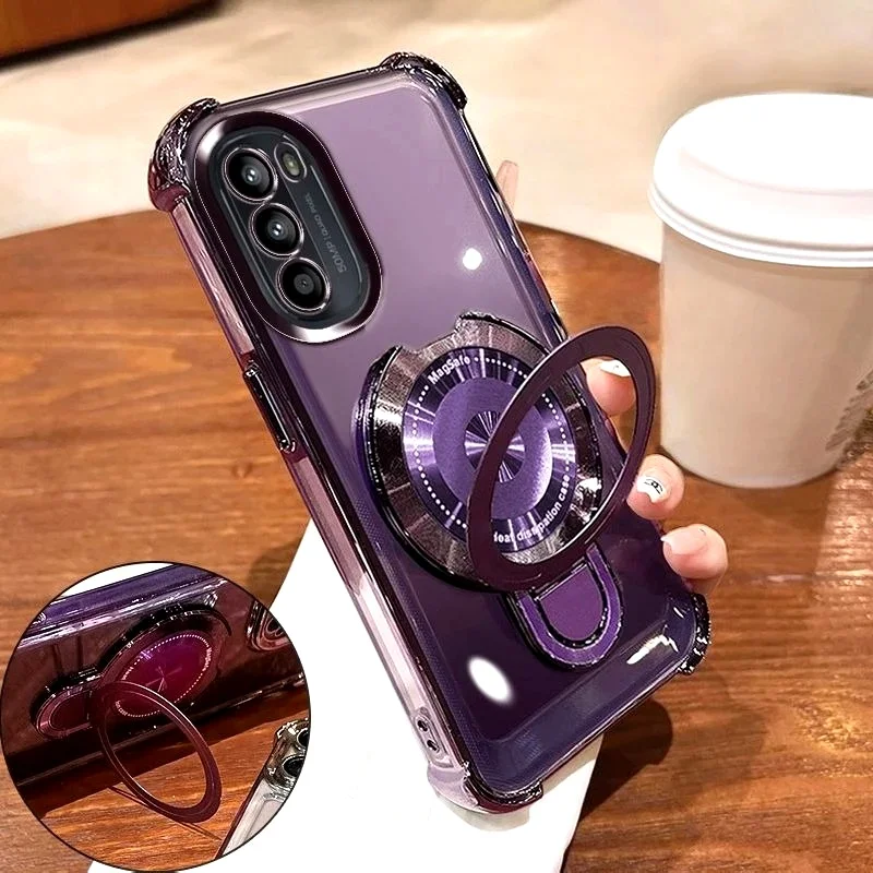 Shockproof Plating Magnetic Bracket Case for Samsung Galaxy A17 A07 A16 A26 A36 A56 A06 A15 A25 A35 A55 A14 A24 A34 A54 5G Cover