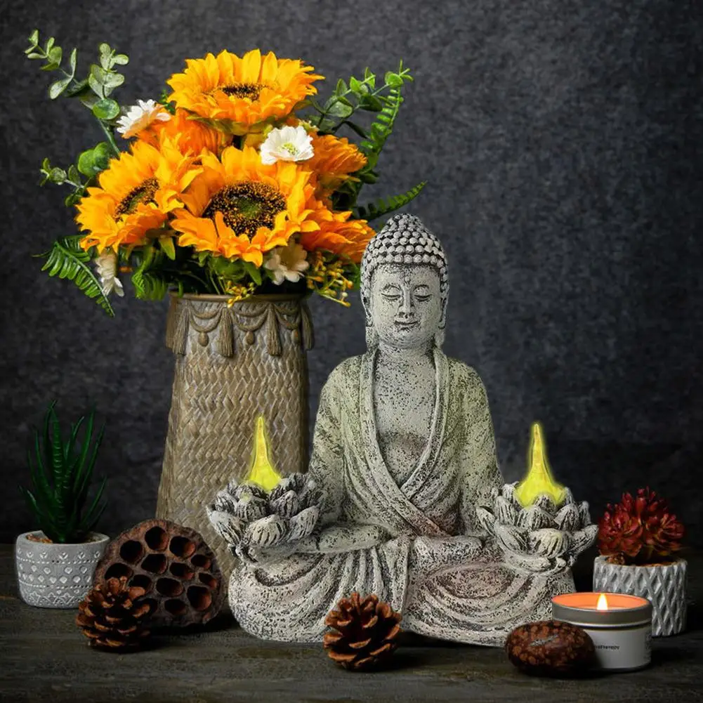 

Home Buddha Statue For Home And Outdoor Decor Solar Powered Flickering LED Garden Light Zen Meditation Spiritual Room Decor S6K0