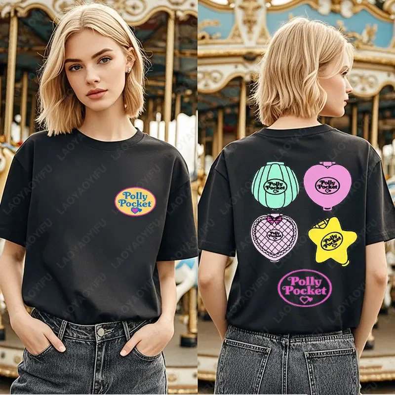 ريترو بولي جيب المدمجة 90 للجنسين تي شيرت خمر قصيرة الأكمام المرأة تيز Kawaii الجرافيك القمم 80's الحنين عادية التي شيرت #5