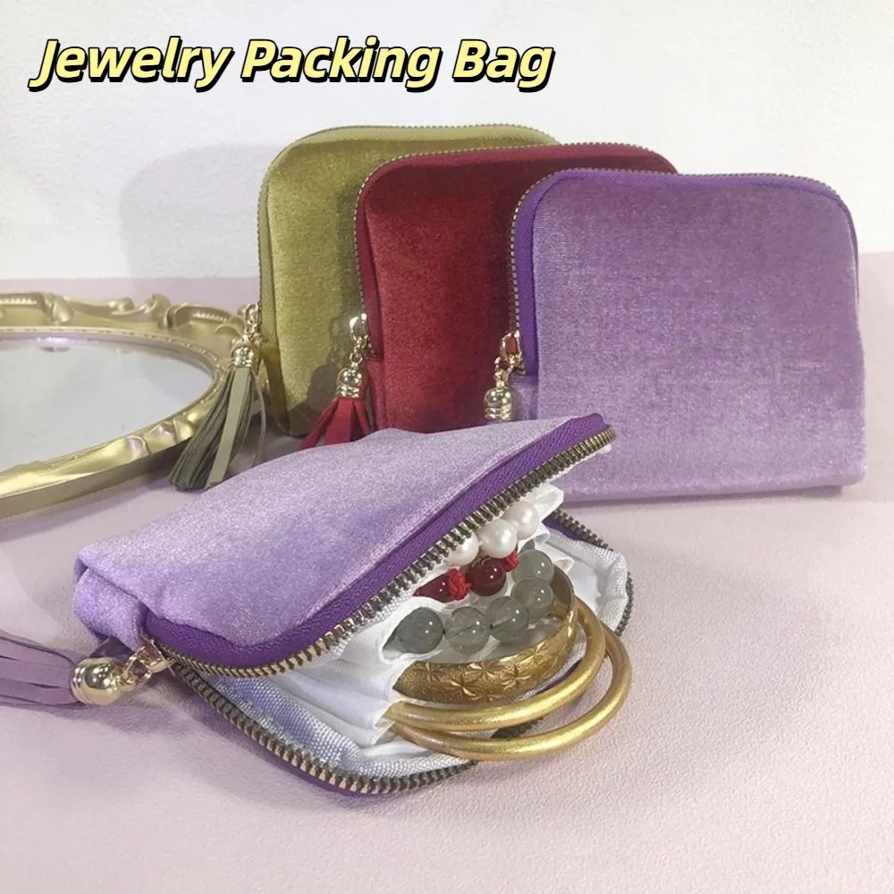 

Purse Velvet Jewelry Packing Bag Bracelet Large Capacity Jewelry Storage Bag Organizer Tassel Jewelry Holder Gift