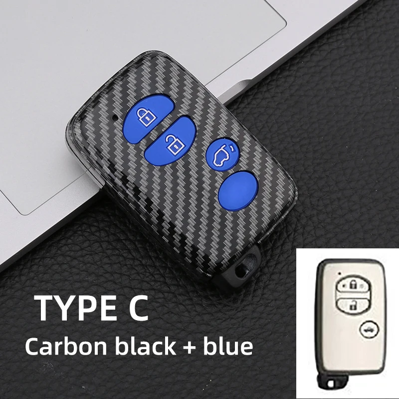 

2/3/4 Buttons ABS Carbon car key case ​Fob for Toyota Corolla Camry Avalon Prius RAV4 Highlander 4 Runner Land Cruiser