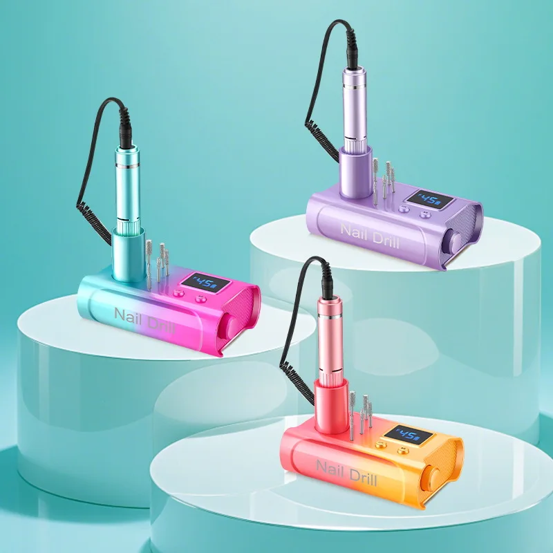 New Profesional 45000RPM Electric Nail Drill Machine Rechargeable Portable Nail Sander File for Gel Nails Polishing Salon Tools