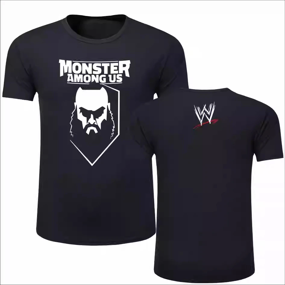 

Летняя мужская модная хлопковая футболка Black Sheep Braun Strowman с круглым вырезом и короткими рукавами, коричневая хлопковая футболка Strowman Wrestling