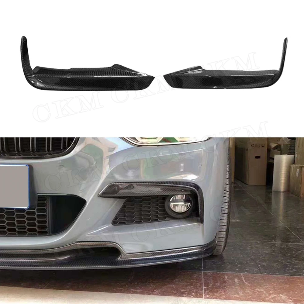 For BMW 3 Series F30 M Sport 320i 328 335i 2012-2018 Carbon Fiber Front Bumper Trim FogLight Eyelids Cover Canards Fins Trim ABS