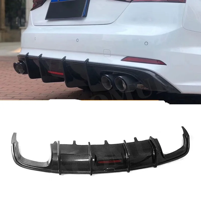 

Gloss Black Diffuser Carbon Fiber Texture Rear Bumper 4 Outlet Diffuser Lip for Audi A5 S5 B9 2017 2018 2019 2020