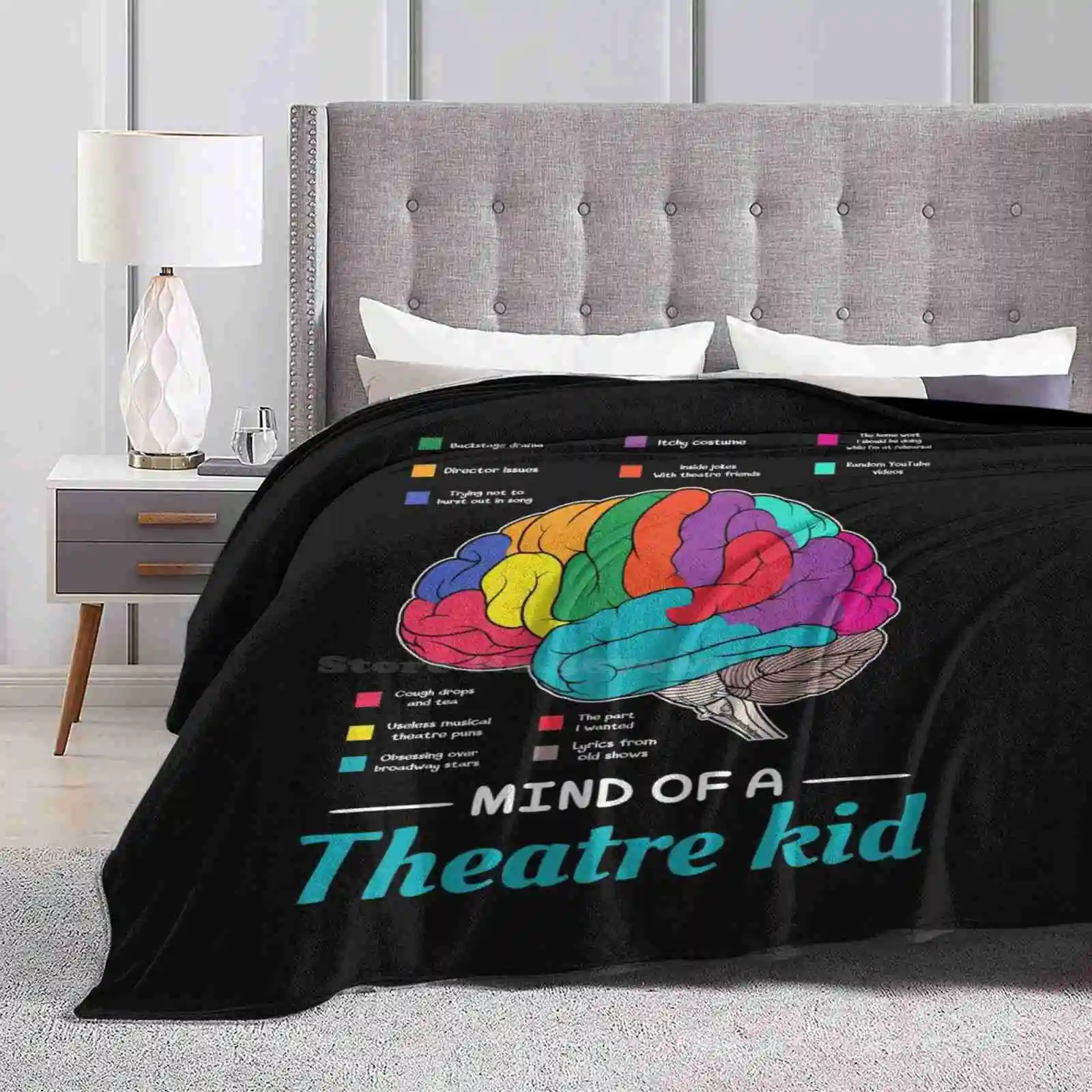 

Mind Of A Theater Kid Funny Musical Theater Nerd Actor Actress Drama New Selling Custom Print Flannel Soft Blanket Drama