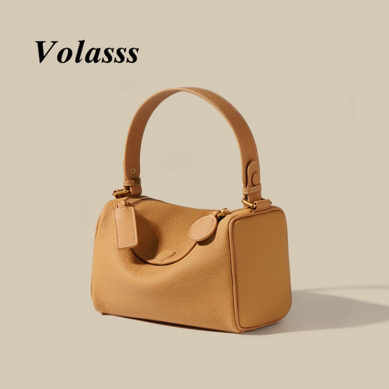 

VOLASSS Fashion Cowhide Pillow Shoulder Underarm Bag Women Versatile Genuine Leather Crossbody Boston Bags High Quality Handbag