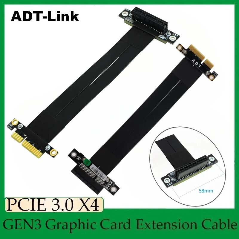 

Удлинитель кабеля PCIe 4x Riser под прямым углом GEN3.0 4x адаптер PCI-Express X4 NVMe SSD карта жесткого диска 5-60 см для компьютерного оборудования