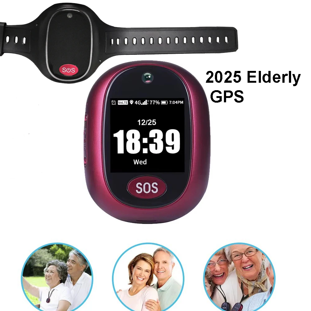 Elderly GPS Tracking Pendant 4G SIM GPS Watch IP67 Waterproof SOS Tracker Device HD Camera Call Health Management Locator