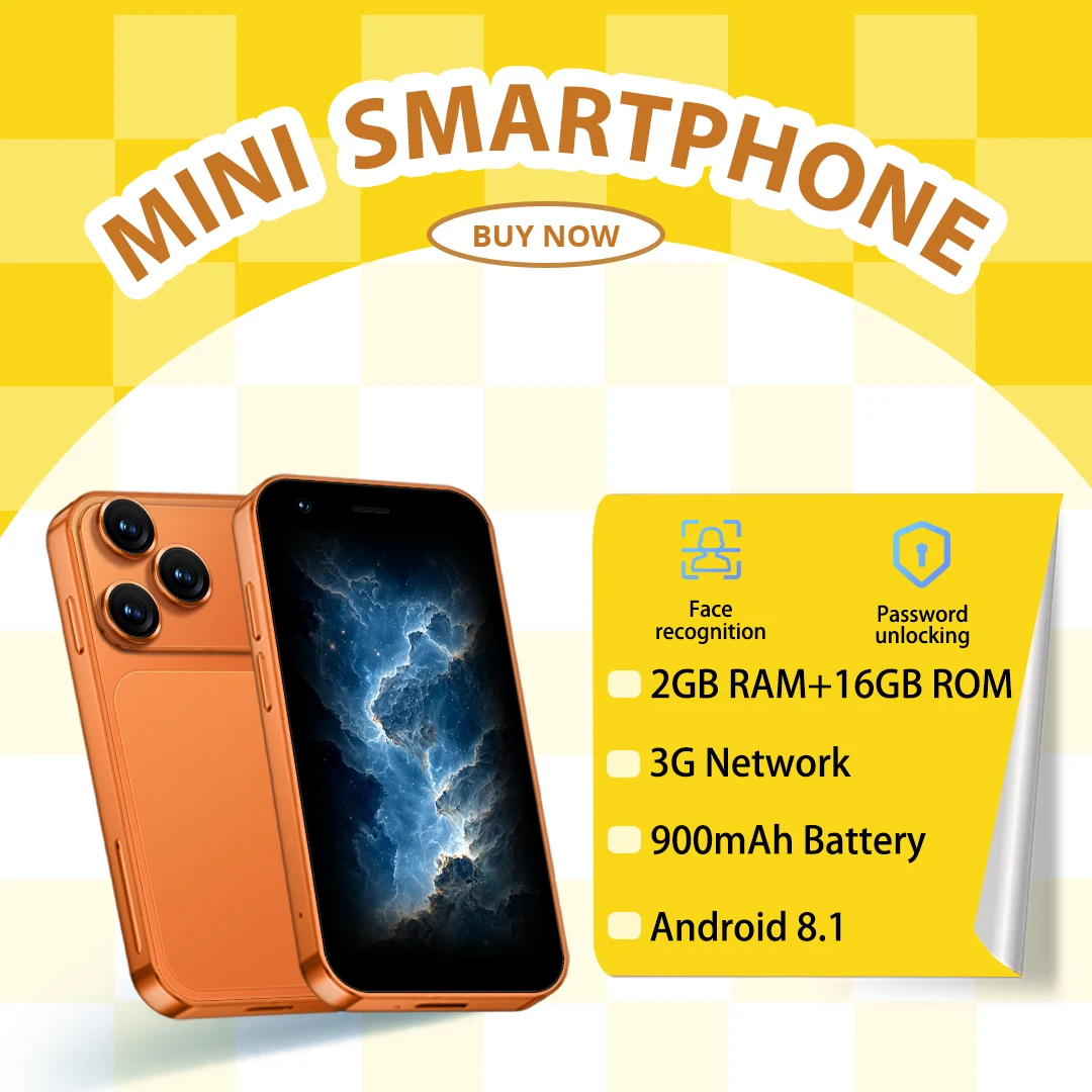 ONEMYTH mini phone, supporting 3G network, equipped with a 3.0-inch screen, dual SIM cards, and a portable Android smartphone