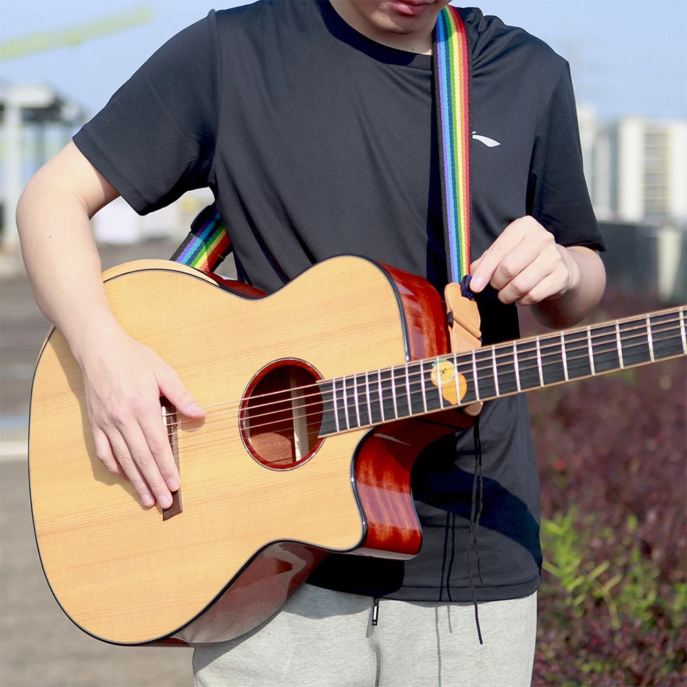 Gitarrengurt, verstellbarer Gitarren-Schultergurt mit Gitarrenplektren und Plektrumtasche, Ukulelengurt für elektrische Akustikgitarre, Bass