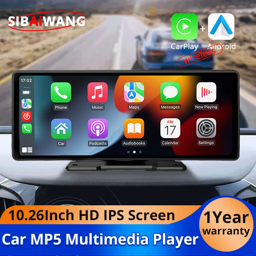 

10.26Inch Wireless CarPlay Android Auto Car MP5 Radio Multimedia Player Universal Portable Touchscree Bluetooth Built-in speaker