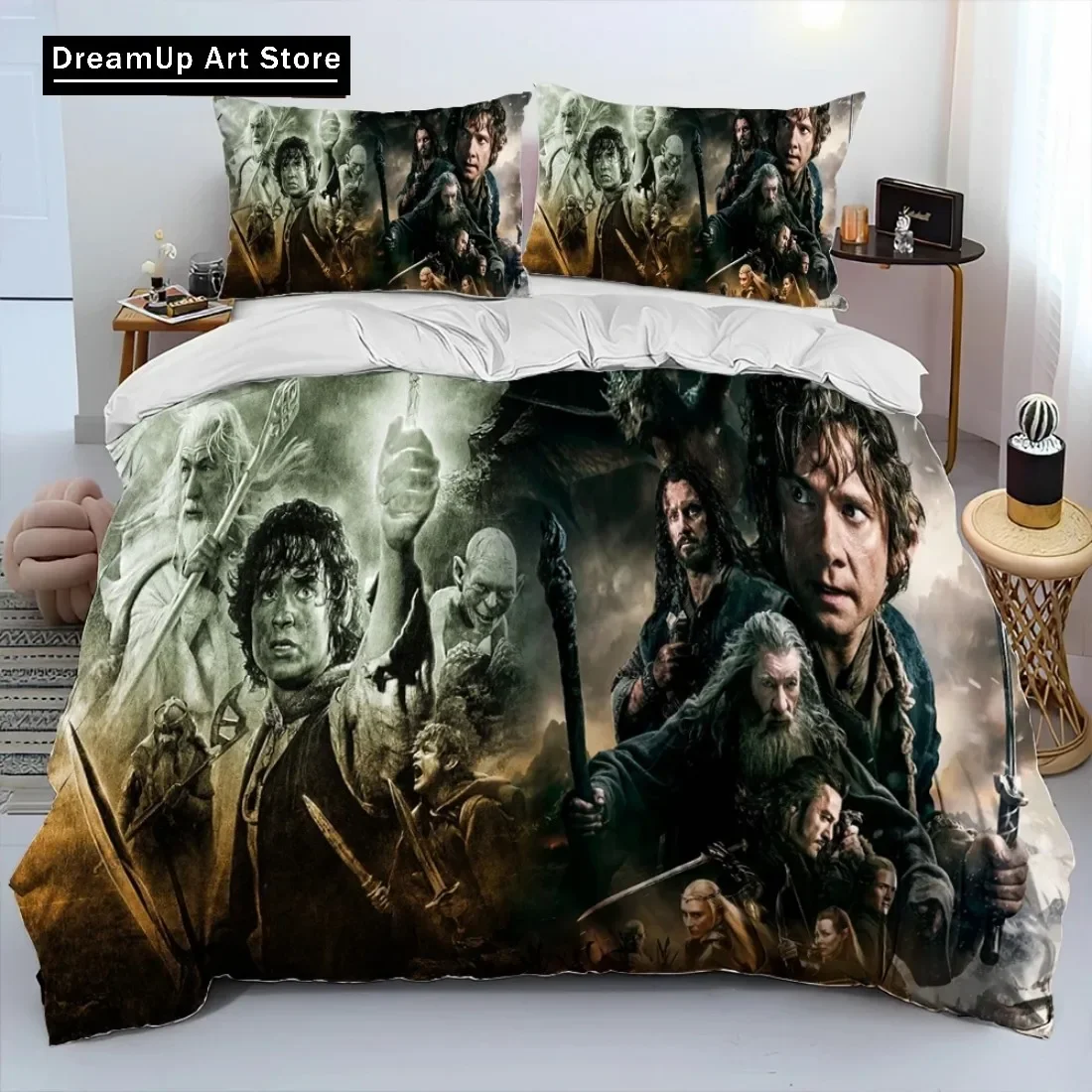 L-Lord Of The Rings H-hobbit Set Tempat Tidur Selimut Penutup Tempat Tidur Set Selimut Penutup Twin Single Penuh Queen King Size Anak Laki-laki Dewasa