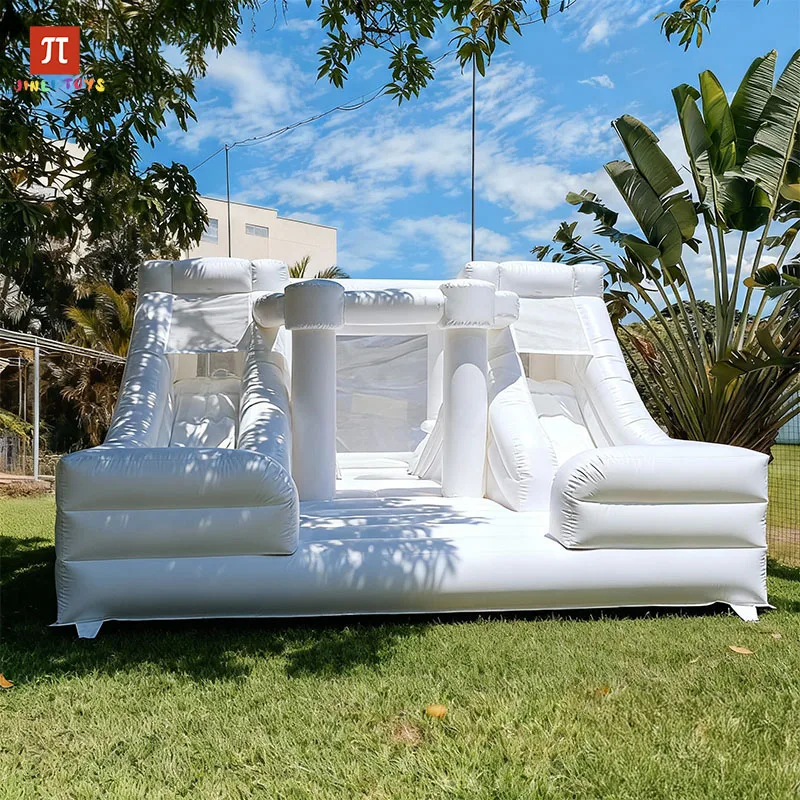 

Children's white double slide PVC inflatable white bounce house outdoor jumping house suitable for birthday wedding party