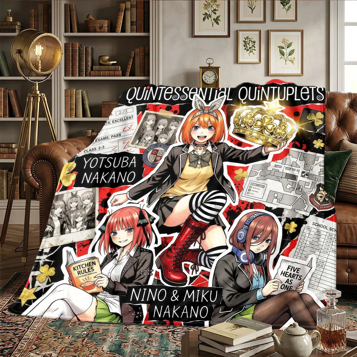 Gotoubun Patterns Home Blanket Suitable For All Seasons for Bedrooms Naps Beds Warmth and Comfort Halloween Gifts -HE94