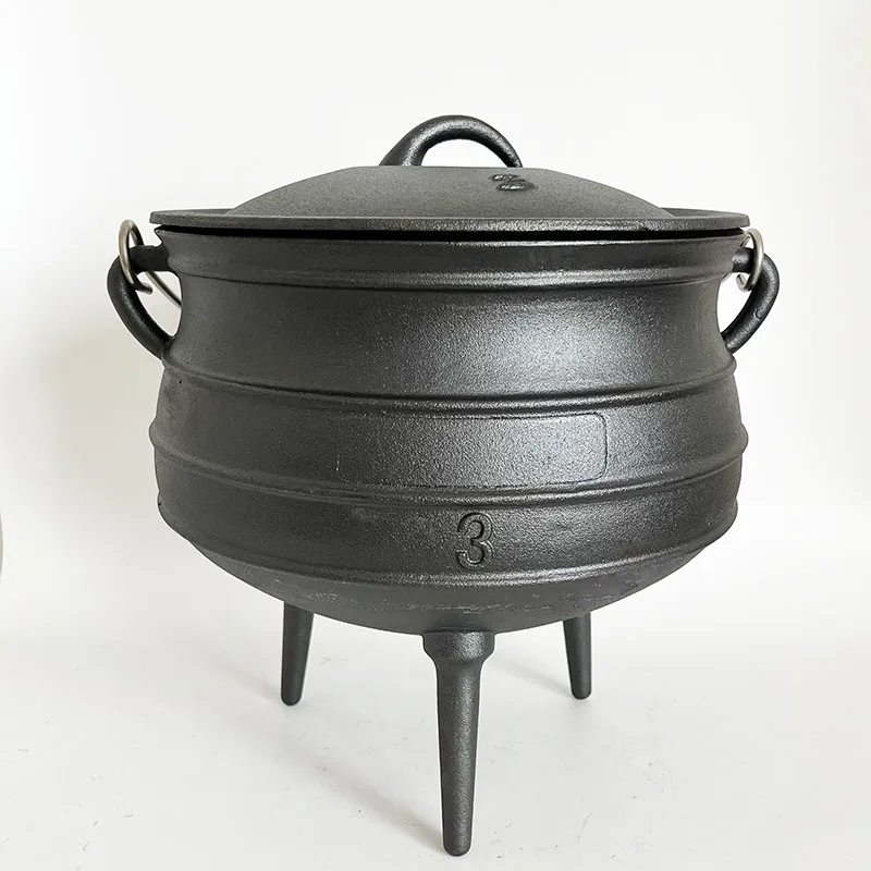 

7.8L Cast Iron Dutch Oven Three Legs Cauldron South Africa Potjie Pot Cast Iron Soup Pot for Outdoor Camping