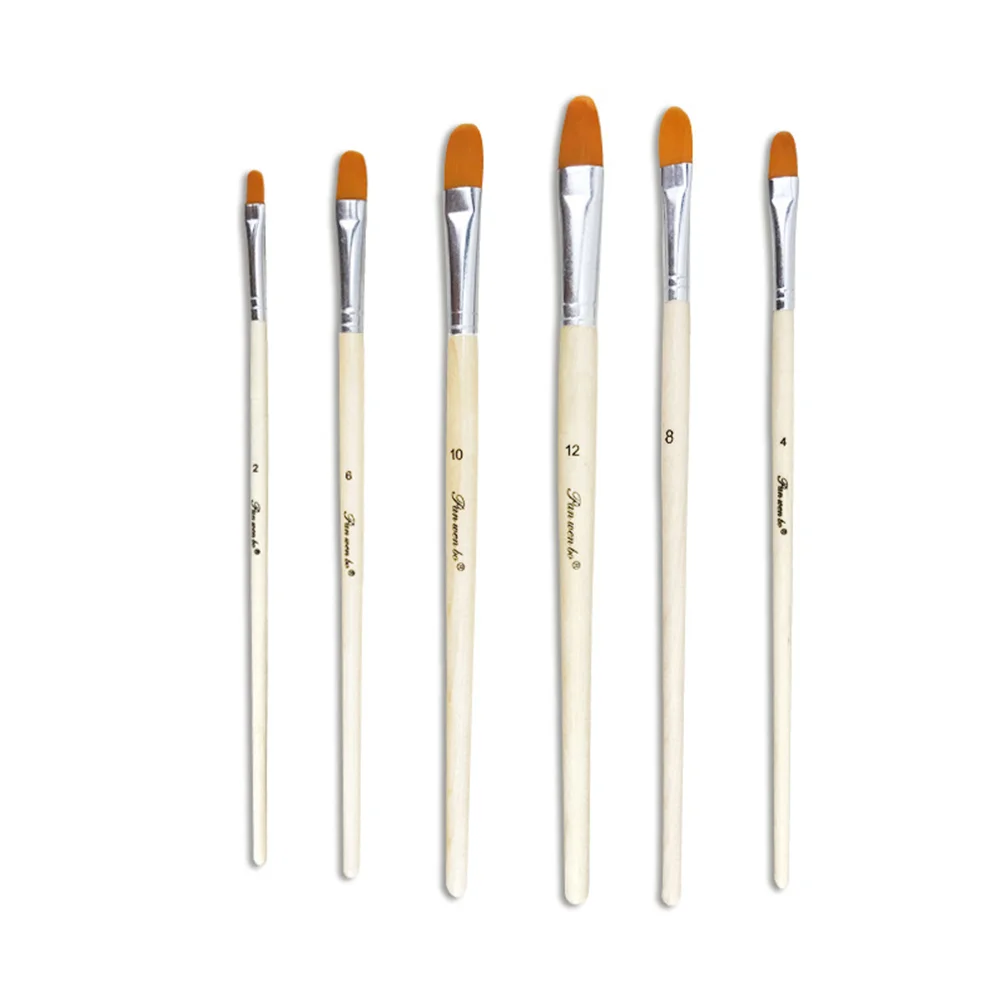 

6 Pcs Nylon Paint Wood Handle Artist Paint Brush Set Aluminum Watercolor (Nails Round) nylon Painting