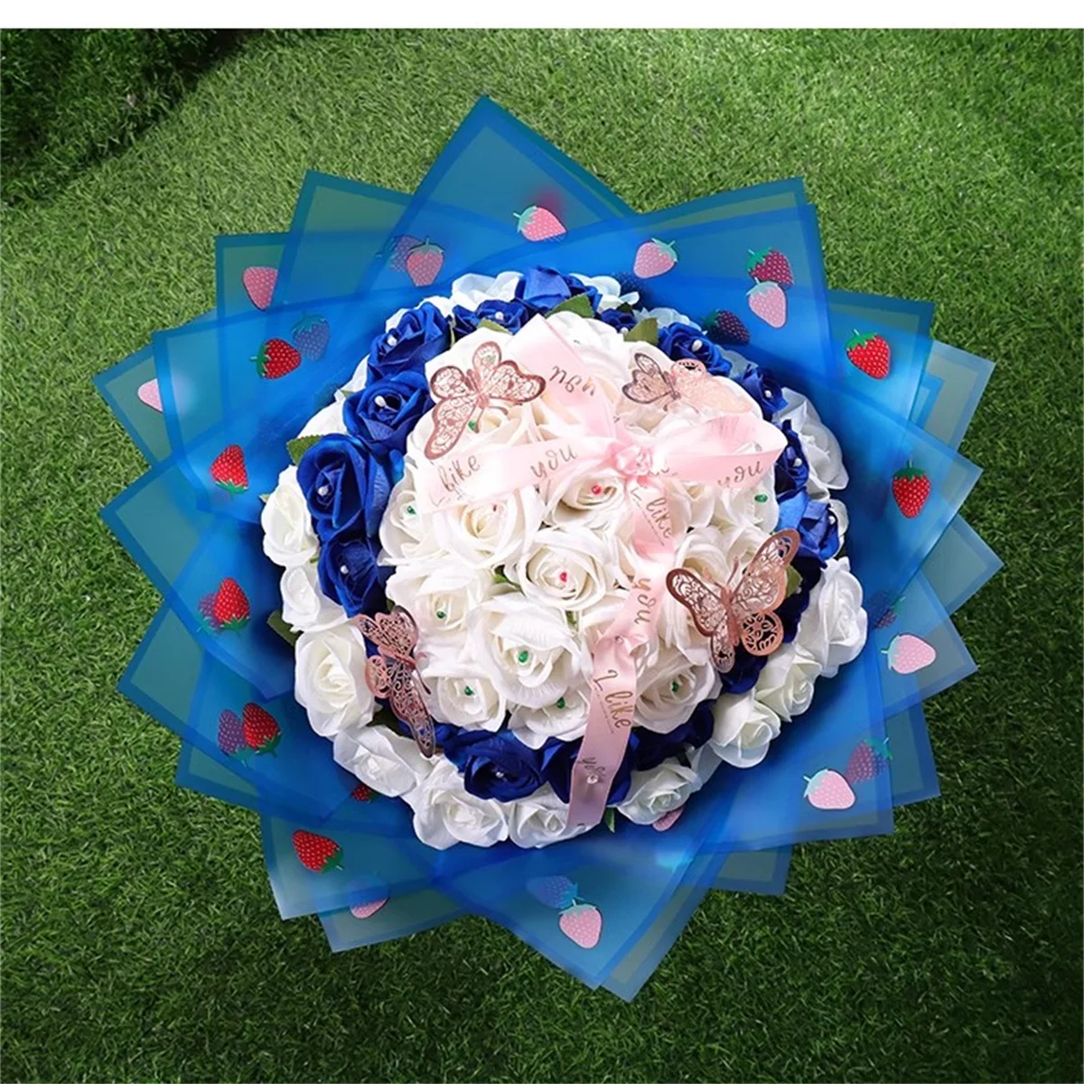 5sheets Flower Wrapping Paper Korean Style Strawberry Gift Rose Packing Florist Bouquet Wrapping Material