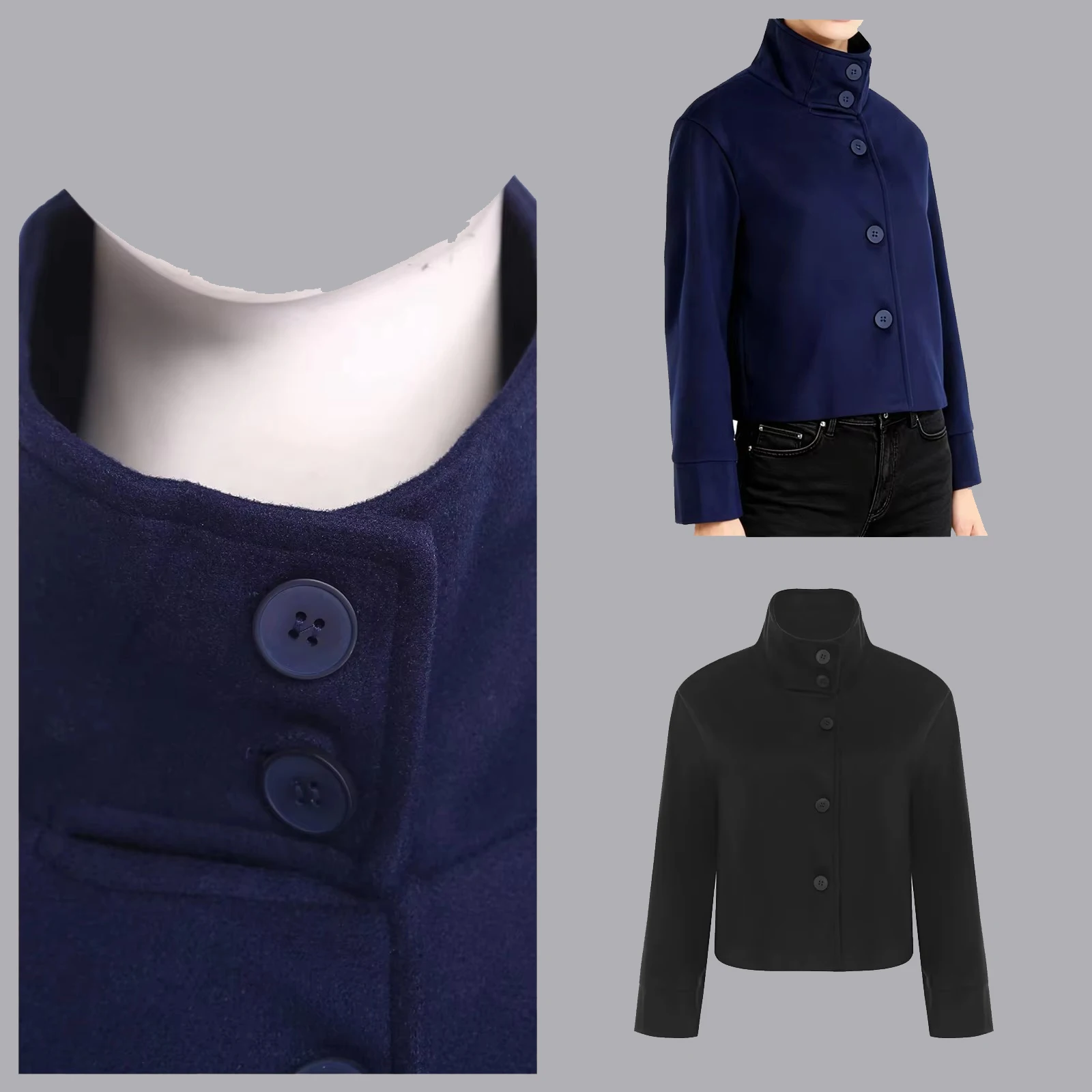 

Women Casual Autumn Cropped Jackets Outerwear Stand Collar Single-breasted Coat Daily Lady Outerwear Short Jacket Mujer Coats