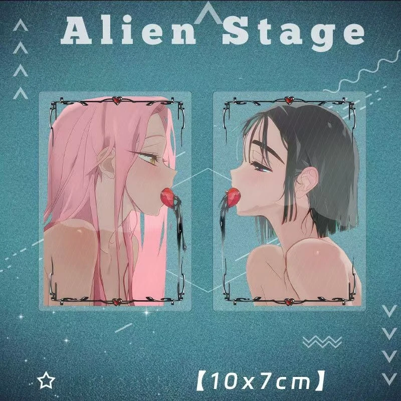 10x7CM dessin animé Alien scène carré Transparent carte de Collection PVC HyunA Sua TILL IVAN carte Mizi Luka noël Halloween cadeau