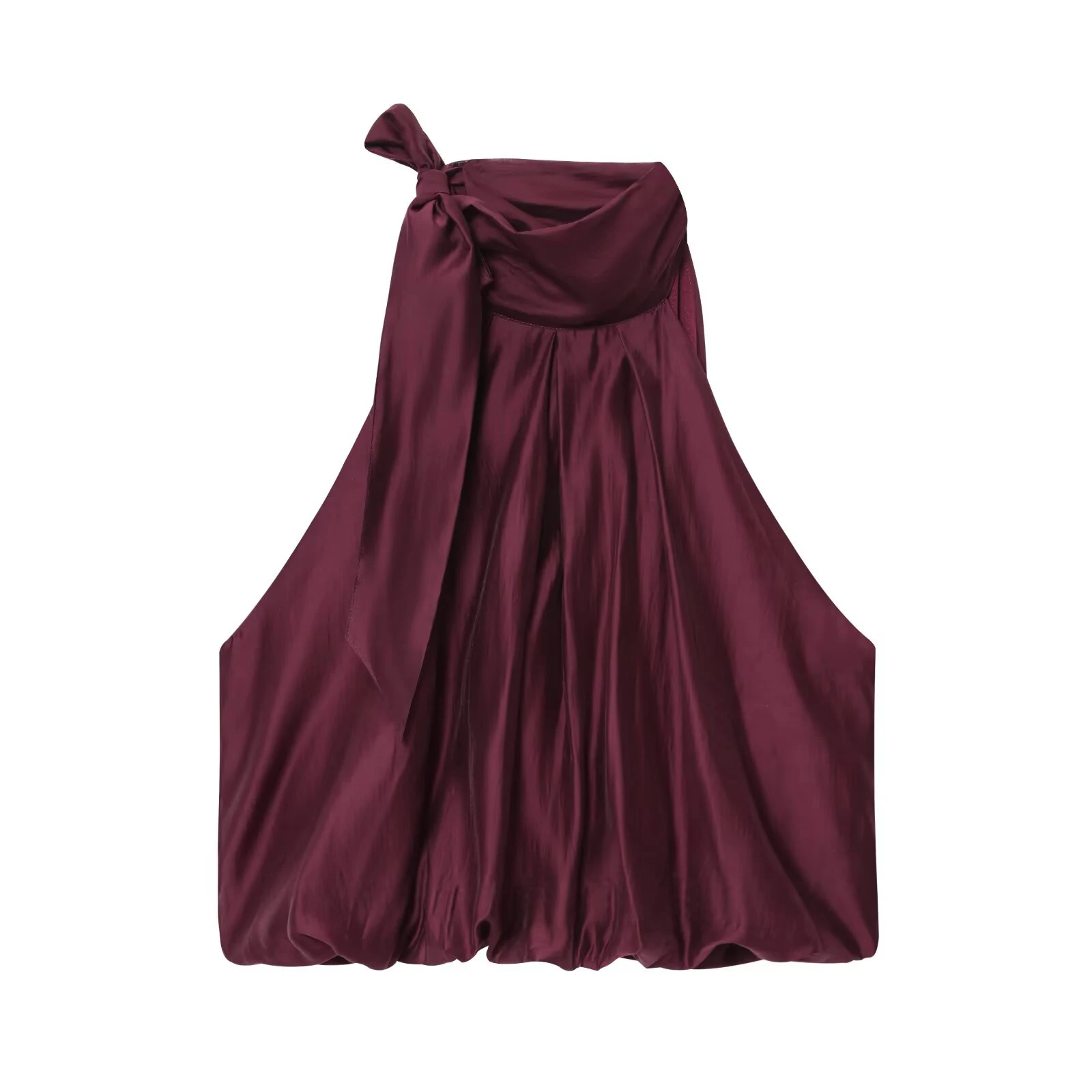 

European and American 2025 autumn new women's clothing style simple hanging neck suspender bow decoration fluffy top