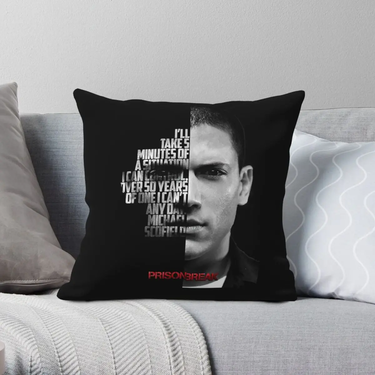 Michael Scofield Prison Break Square Pillowcase Polyester Linen Velvet Pattern Zip Decorative Car Cushion Cover 45x45