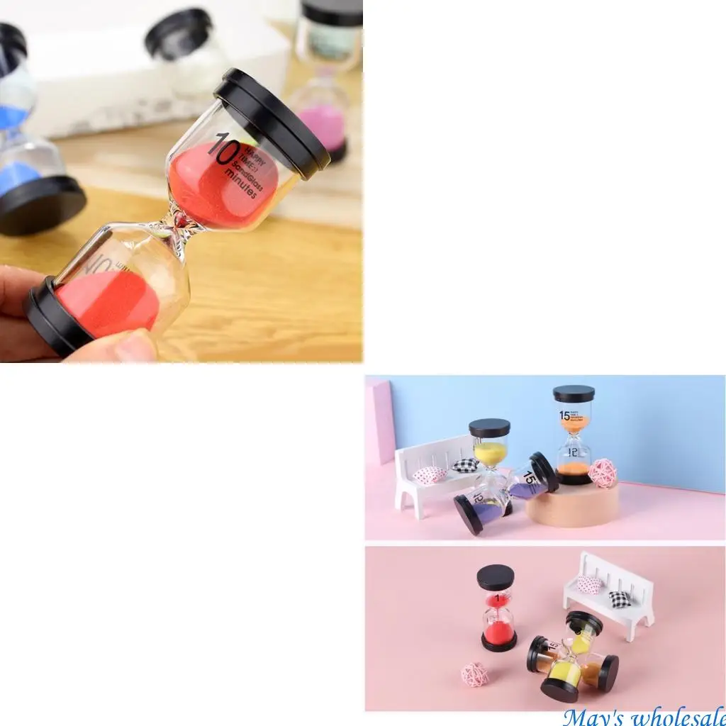Colorful Hourglass Set, 6-color Hourglass 1-Min 3Mins 5-Mins 10Mins 15Mins 30Mins Desktop-Decorative Timepieces 448A