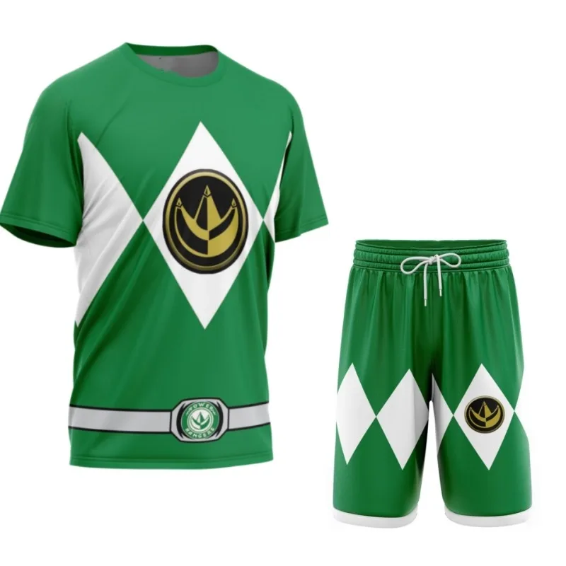 2026 Dinosaur Totem Dinosaur Team Red Team Round Neck Short Sleeve, Popular T-shirt, Ninja Sports Quick Drying Short Sleeve Set view 3