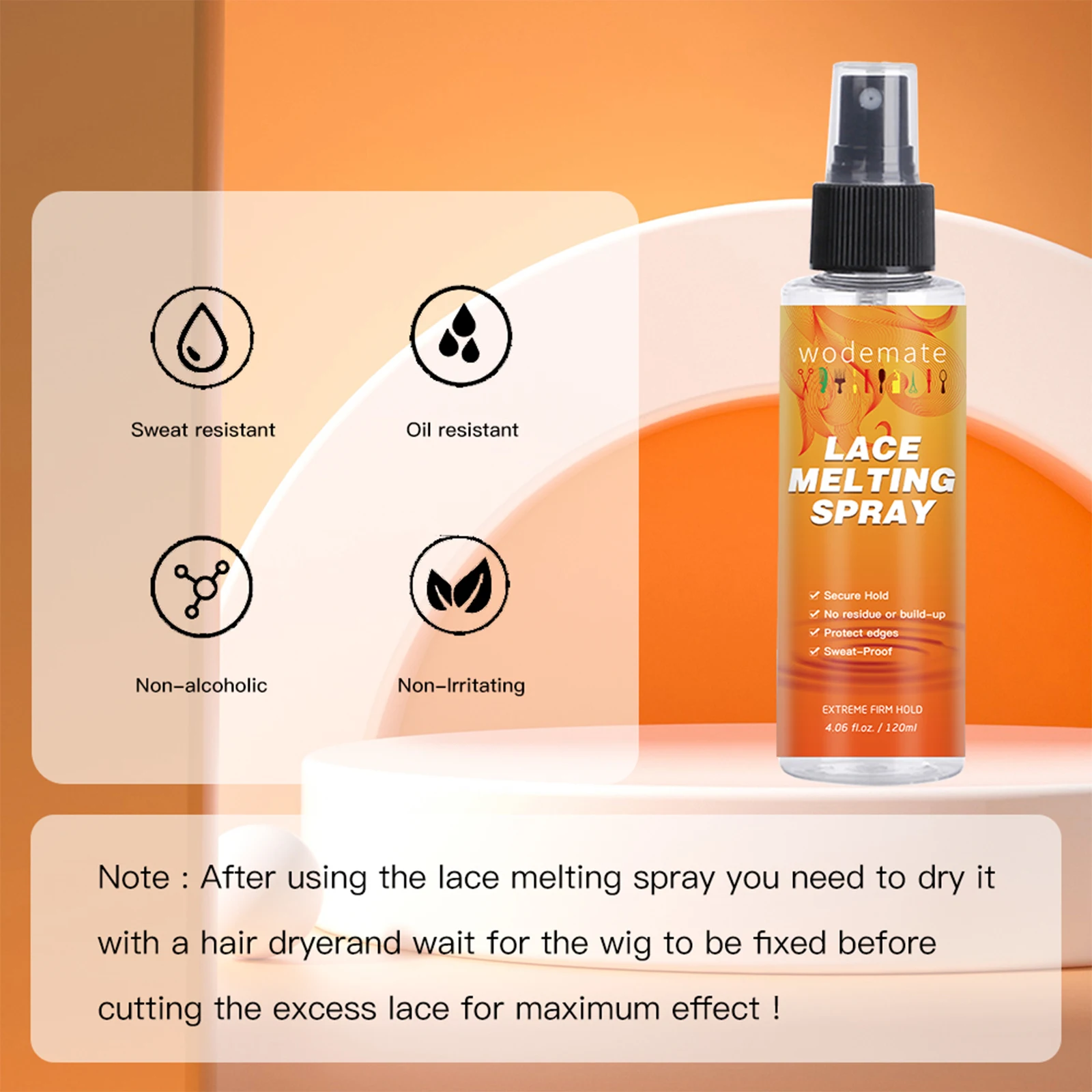 120ml Melting Spray For Lace Wig Fasr Drying Wig Glue Spray Strong Hold Lace Holding Spray Invisble Hair Bonding Glue Spray