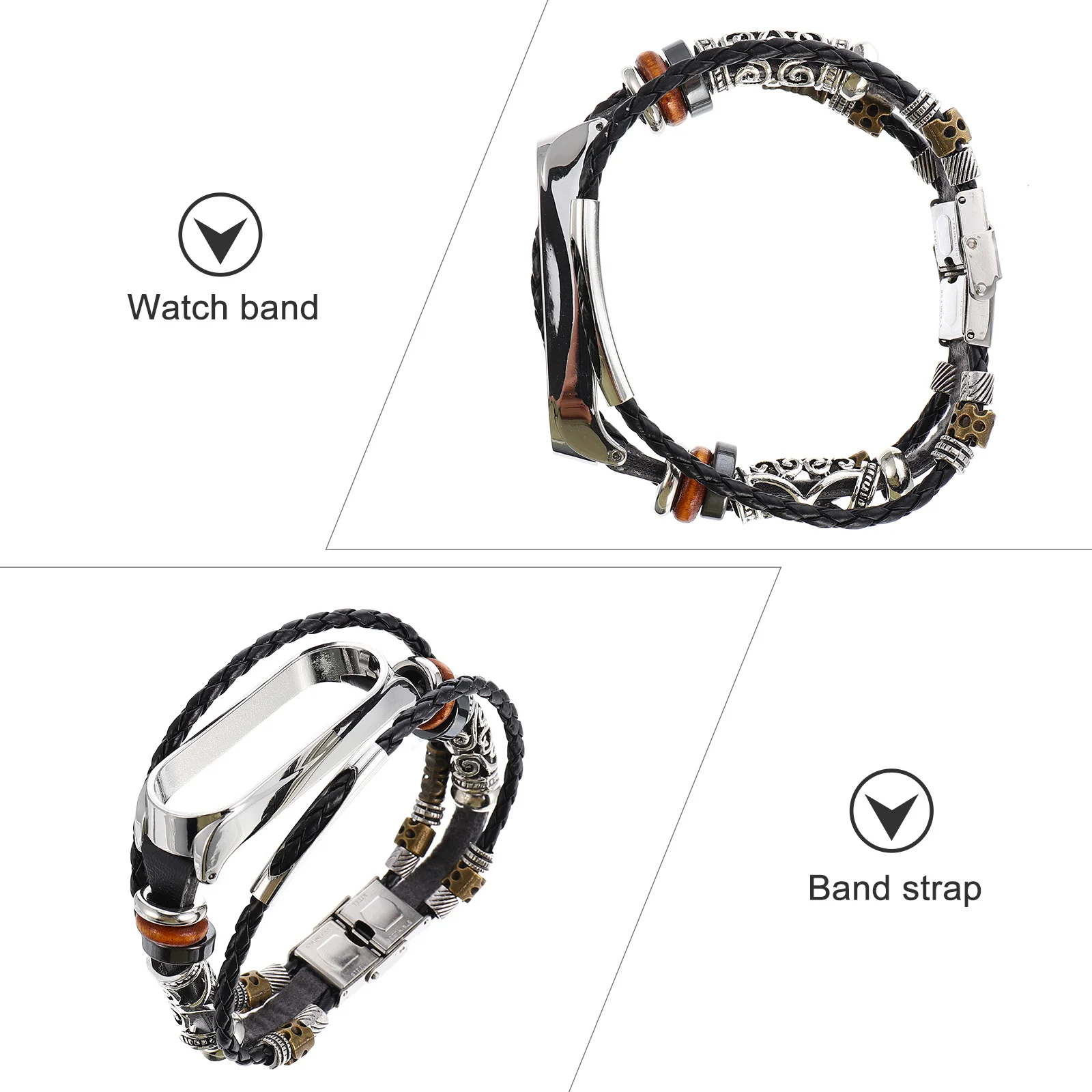 

5 Bracelet Vintage Diy Adjustable Strap Replacement Wristband For Band 5 Nfc Smart Fitness Tracker