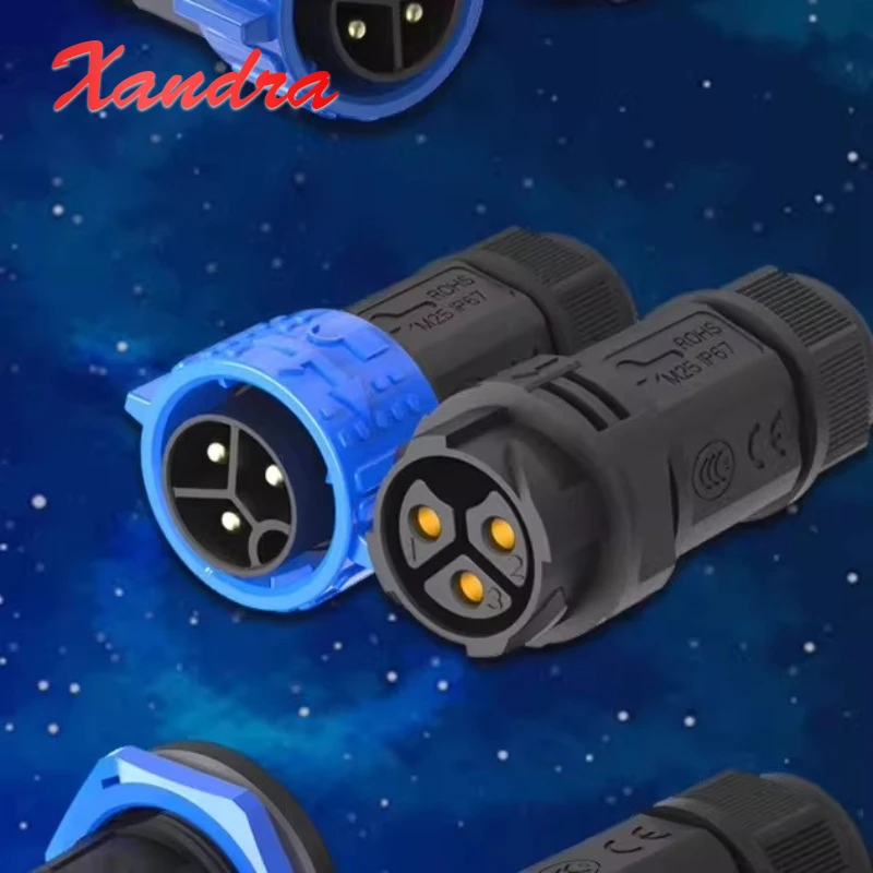 IP67 M25 männlich/weiblich wasserdichter Steckverbinder 300 V 6–18 mm 50 A Hochstrom-Docking-Löt-/Schraubverriegelungsdrahtstecker 2 3 4-polige Anschlüsse