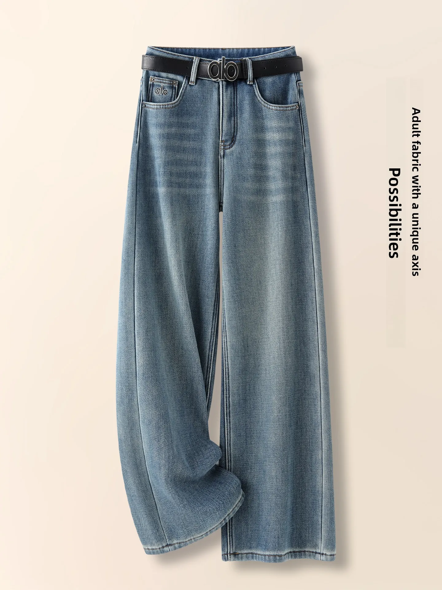 

High Waist Flared Jeans Women's Autumn Winter New Fashion Popular plus Size Fleece Lined Casual Straight Leg Pants