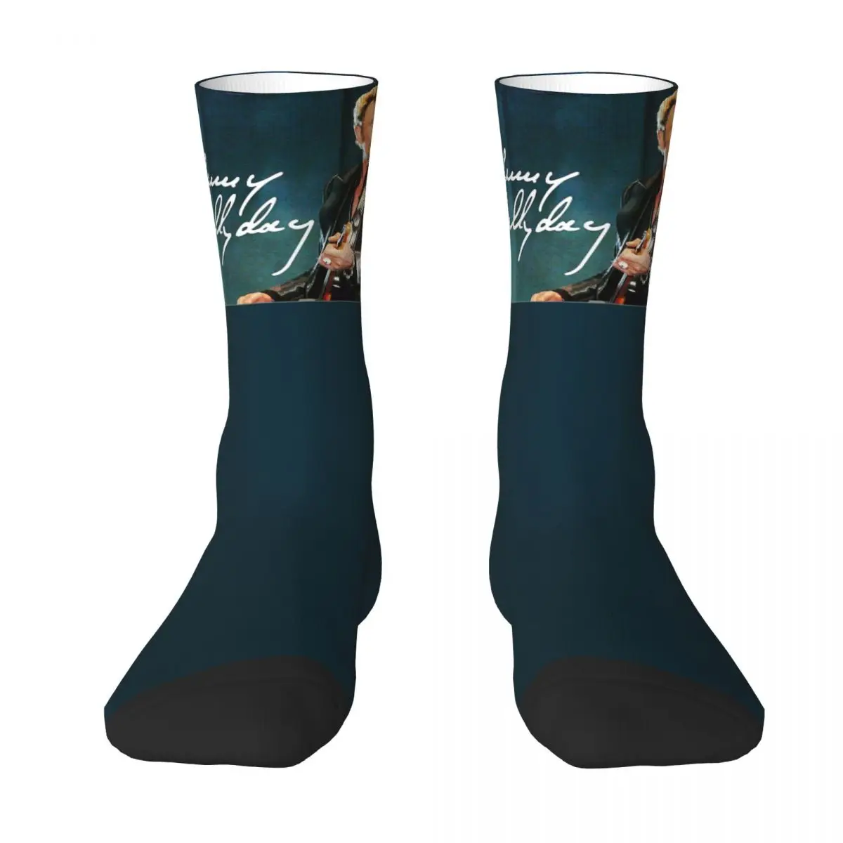 Johnny Hallyday Rock Music French Singer Limited Access Men Women Socks Windproof Novelty Spring Summer Autumn Winter Stockings